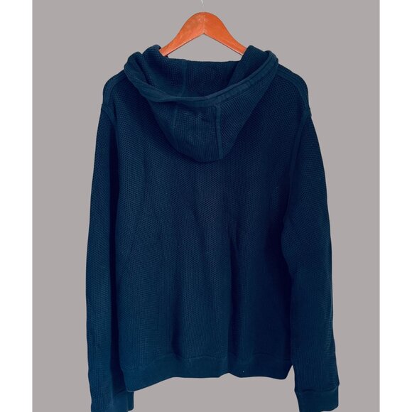Vince Navy Blue Waffle-Knit Hooded Pullover 100% Cotton Sweater Casual Size XL - Picture 7 of 8